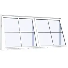 Topstyret vindue 2 fag 8 ruder