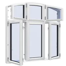 Dannebrogsvindue med justerbar bue3 fag 6 ruder