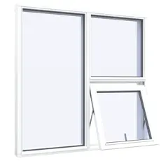 Fixed frame top-mounted window, 3 panes, vertical opening, bottom right