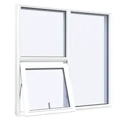 Fixed frame top-mounted window, 3 panes, vertical opening, bottom left