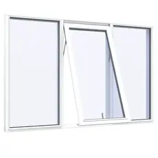 Fastkarm topstyret vindue3 ruder opluk i midt