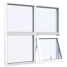 Fastkarm topstyret vindue4 ruder vandret opluk nederst hoejre