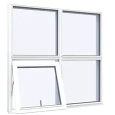 Fastkarm topstyret vindue4 ruder vandret opluk nederst tv