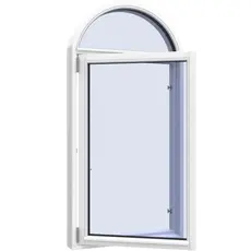 Side-hung fixed frame window with adjustable arch 1 bay 2 panes