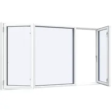 Sidehaengt vindue 3 fag 3 ruder bredt parti i midt