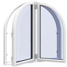 Sidehaengt vindue med halvcirkel2 fag 2 ruder
