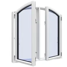 Sidehaengt vindue med justerbar bue2 fag 2 ruder